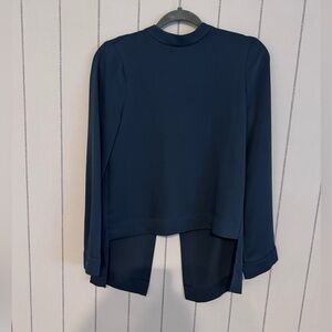 BCBGMaxAzria Midnight Teal Blouse with Metallic Buttons